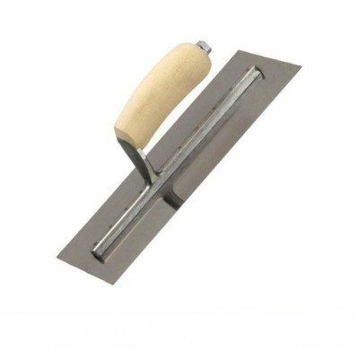 11 X 4 3/4" Bright Stainless Steel Finishing Trowel With Wooden Handle