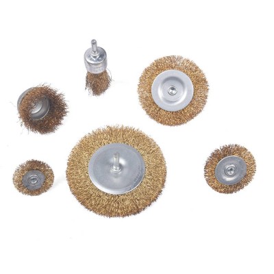 Hot Sale Round Small Stainless Steel Brass Wire Brush Set 6pcs New Flat Twisted Abrasive Wire Hand Brush